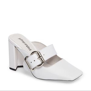 jeffry Campbell audriss Mary Jane mules. White